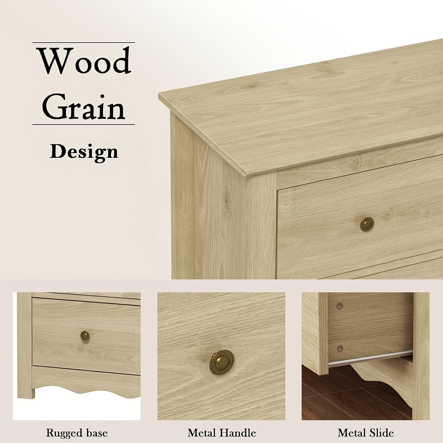 34" Tall Cabinet With 3 Drawers Set Of 2, Mid Century Modern Wooden Dressers Chest Of Drawers With Handles, Waveform Nightstand Dresser, Storage Organizer For Bedroom, Hallway, Living Room, Wood