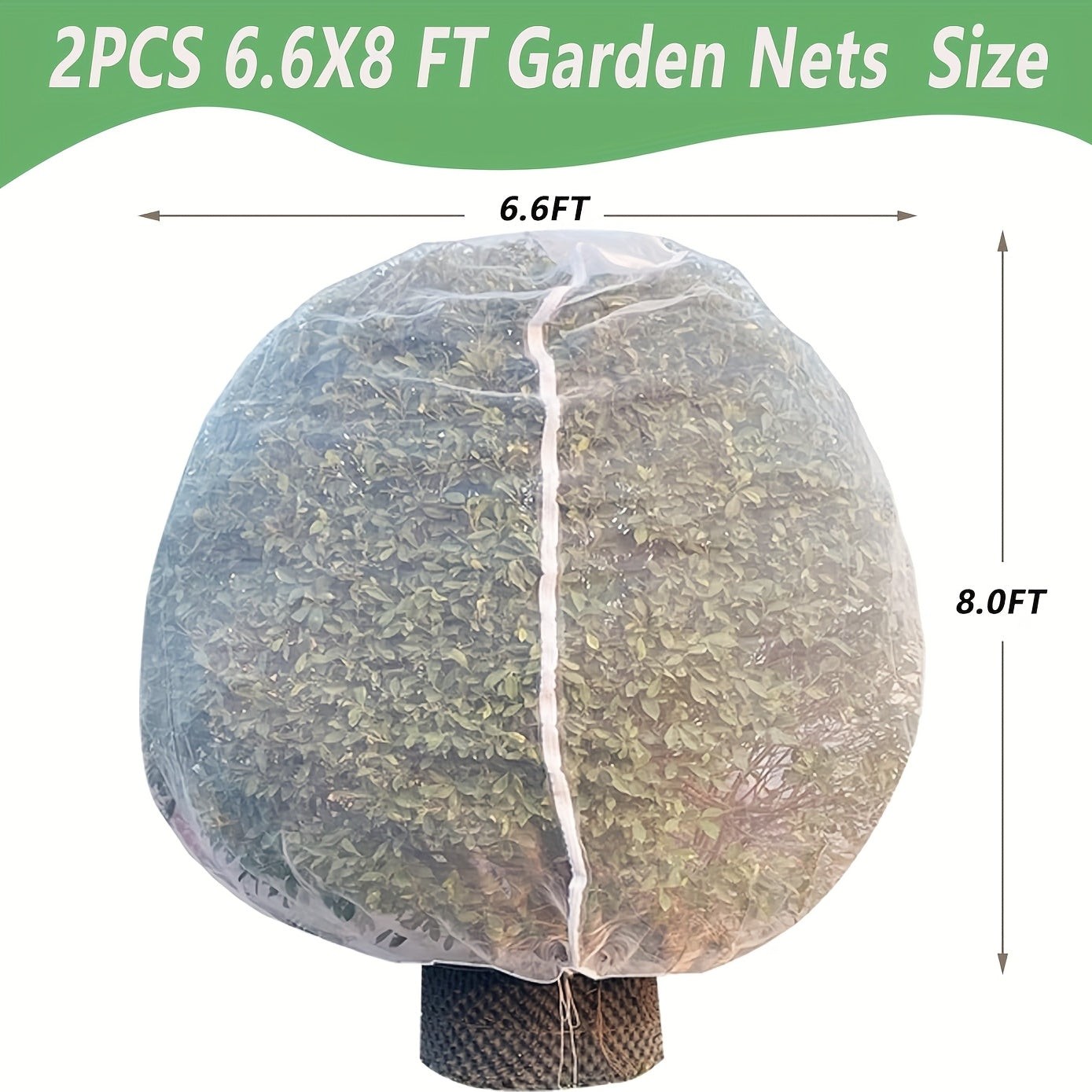 2 count 6. 6x8ft Fruit Tree Netting Bags, Large Garden Netting Covers with Zipper and Drawstring, Plant Row Covers Barrier Garden Mesh Protection for Birds Animals, Vegetables, Flowers, Flower Protection, Vegetable Cover, Zip