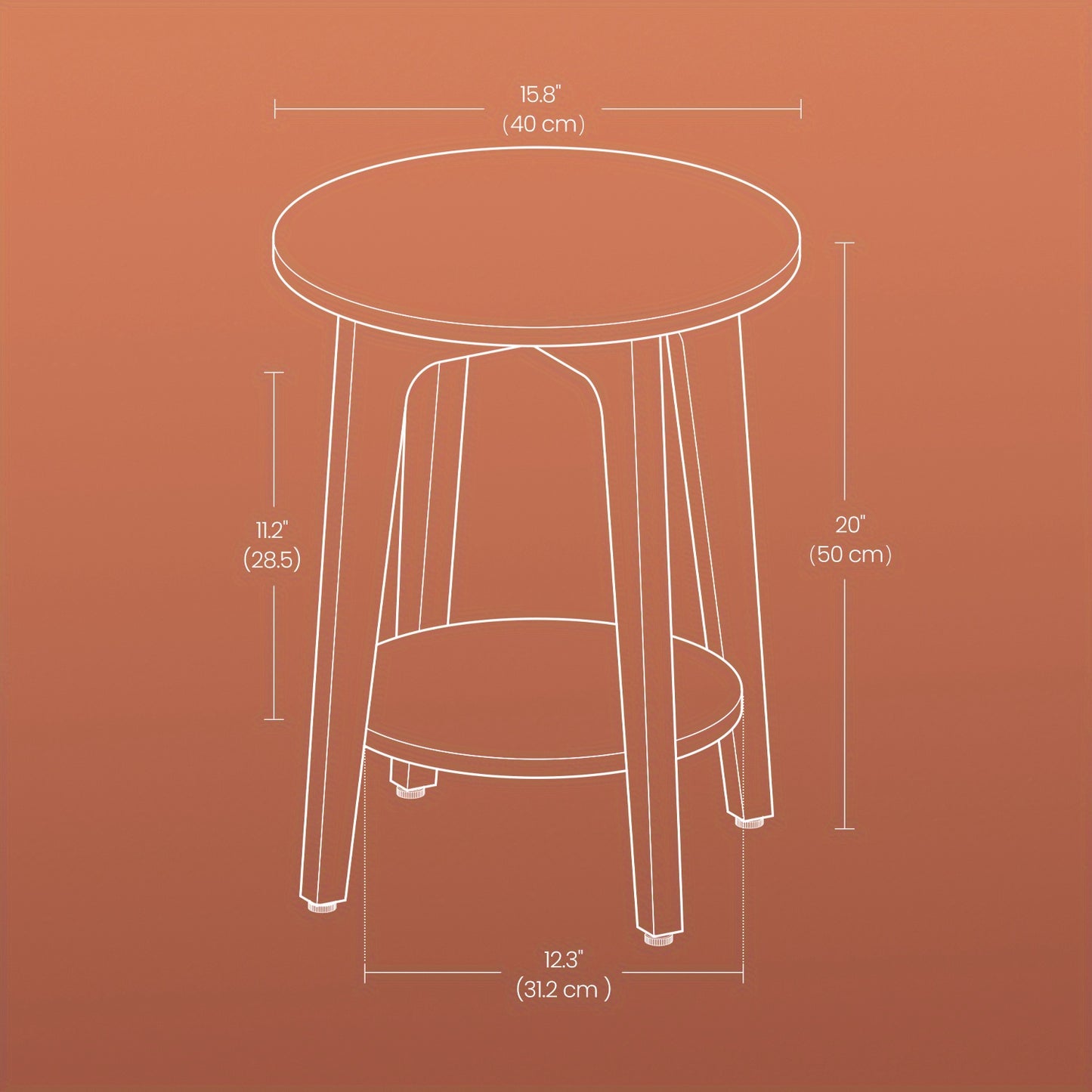 Side Table,  Round End Table with Lower Shelf, Nightstand for  Spaces, Living Room, Bedroom