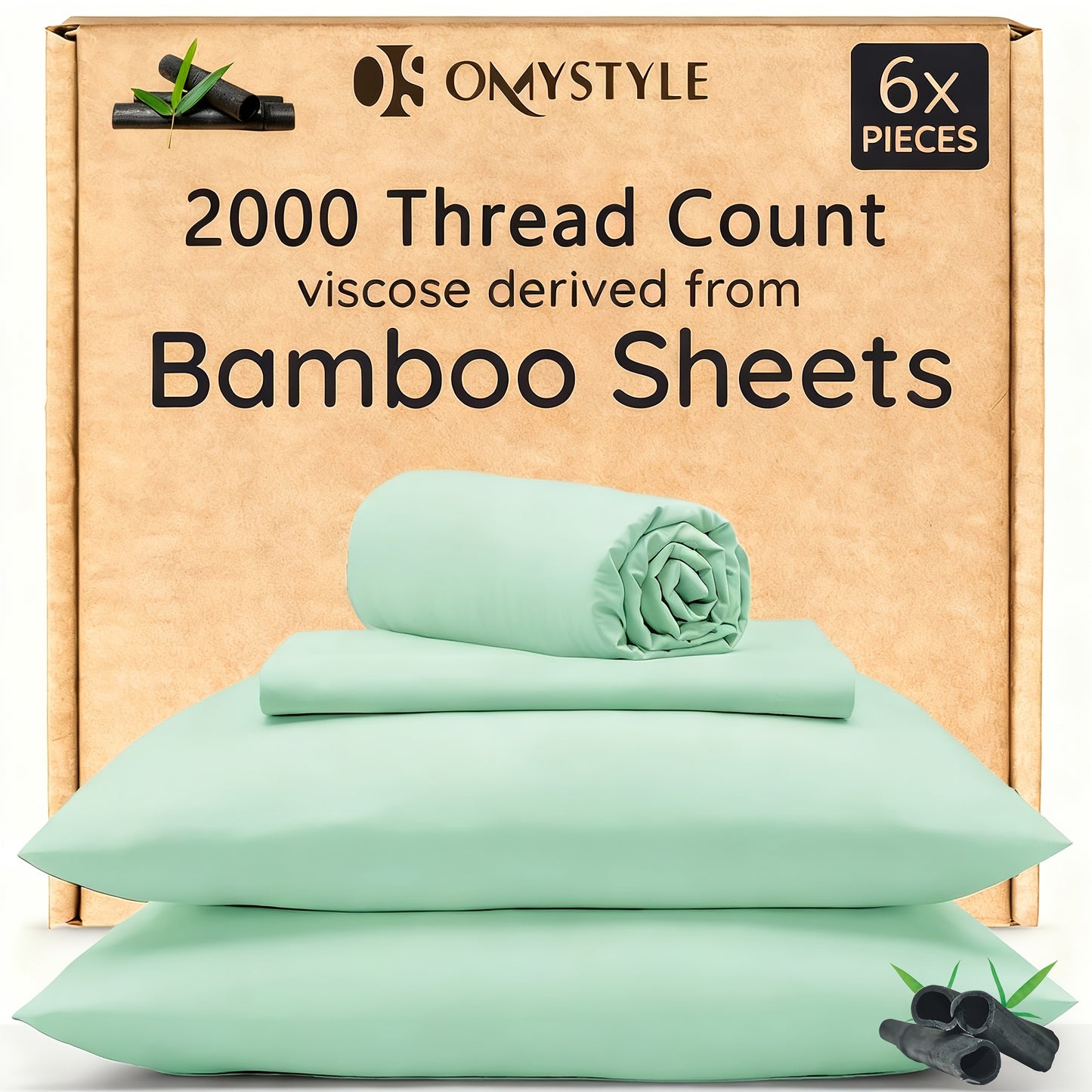 4pcs/6pcs Bamboo Cooling Bedding Set - Breathable And y - Fit for Hot Sleepers And Sweats, Pillowcases, Flat Sheet And Fitted Sheet - A Perfect Gift for Family