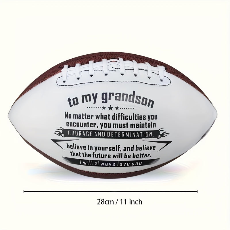 1 Inspirational Print American Football | Standard Size White with Brown Laces, Durable PVC Material, Textured Grip, Suitable for Outdoor Training & Recreational Play, Ideal Gift for Birthdays, Encouragement & Family Bonding,