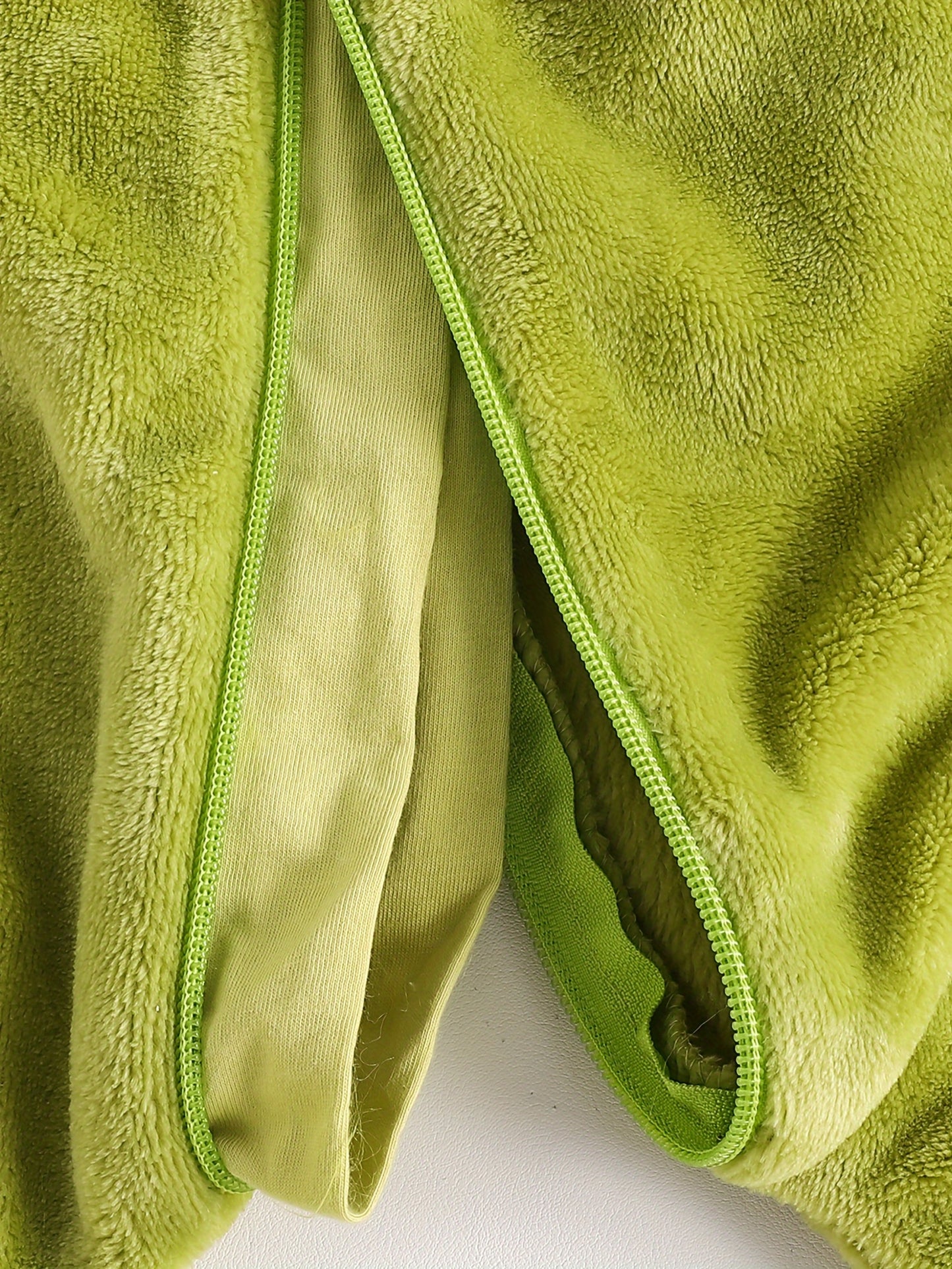 Infant Baby Boy & Girl Green Monster - Furry Hooded Zipper Jumpsuit with Plush Trim, Soft Fuzzy Outfit with Heart Cutouts & Fluffy Ears for Christmas, Birthday Party, Everyday Play - Easy-Care Monster Romper ( to 12m) - Hand