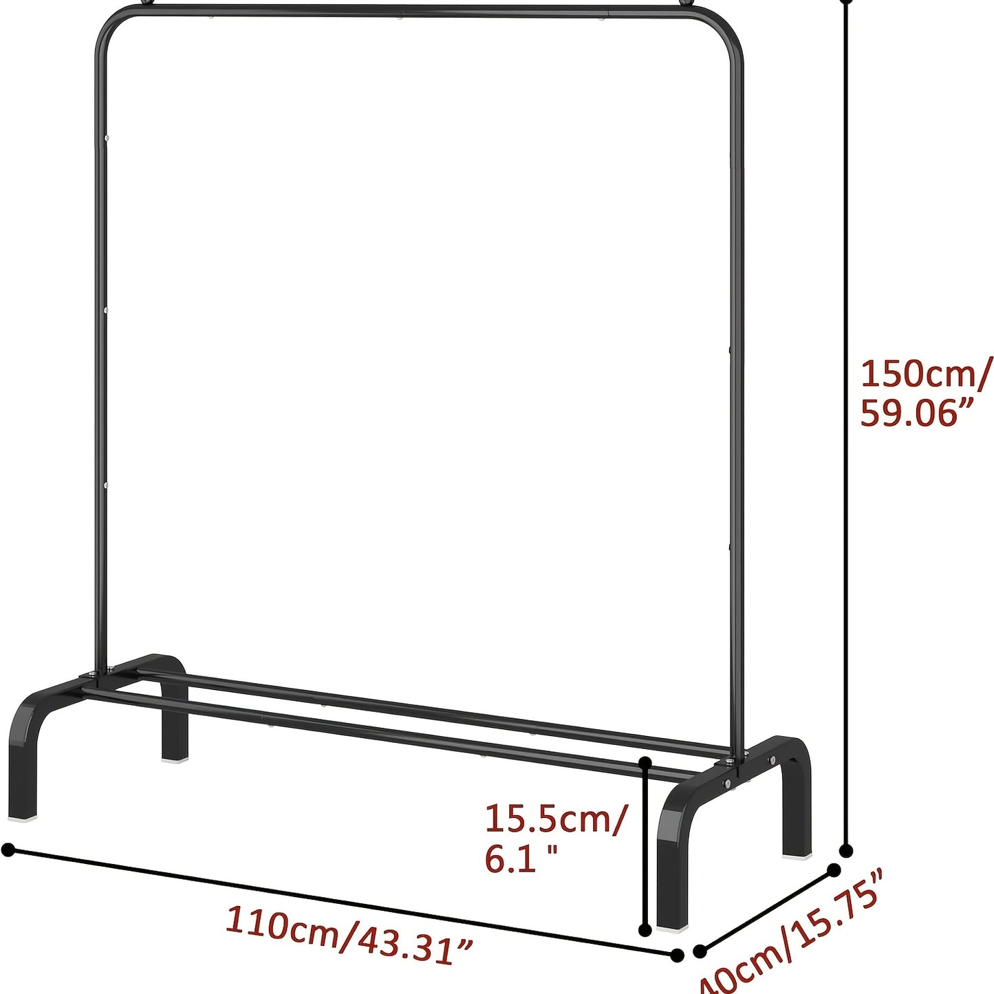 Heavy-Duty Alloy Clothing Rack with Bottom Shelf - Freestanding Garment Rack Suitable for Shirts, Jeans, Coats - Heavy-Duty Clothes Hanger with Storage Shelf, Retail/Commercial/ Use, Easy Assembly, Space-Saving Design