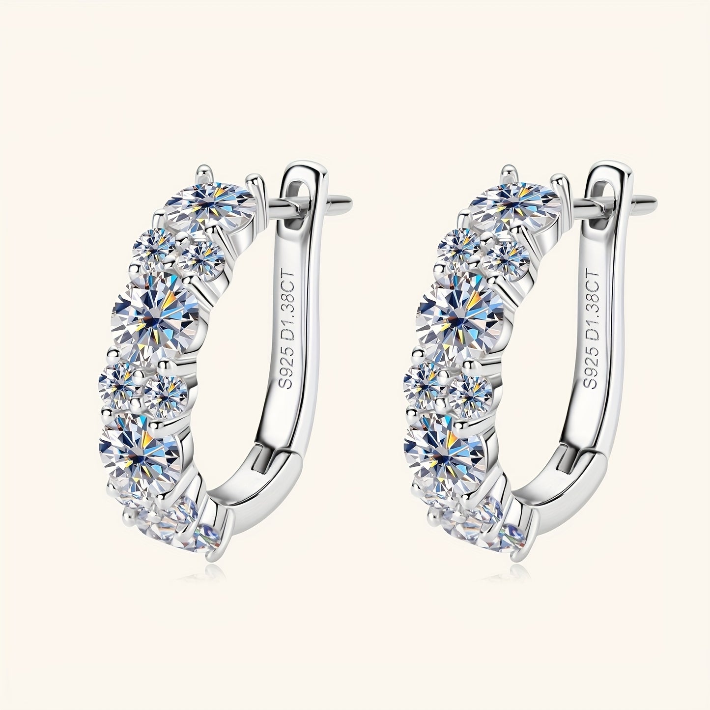 925 Silver Moissanite Earrings, Women's Jewelry, High-Quality Elegant Fashion Earrings For Women, Silver Stud Earrings, Holiday/Everyday/Anniversary Gifts For Family And Friends, Christmas #Halloween #BlackFriday #Thanksgivin