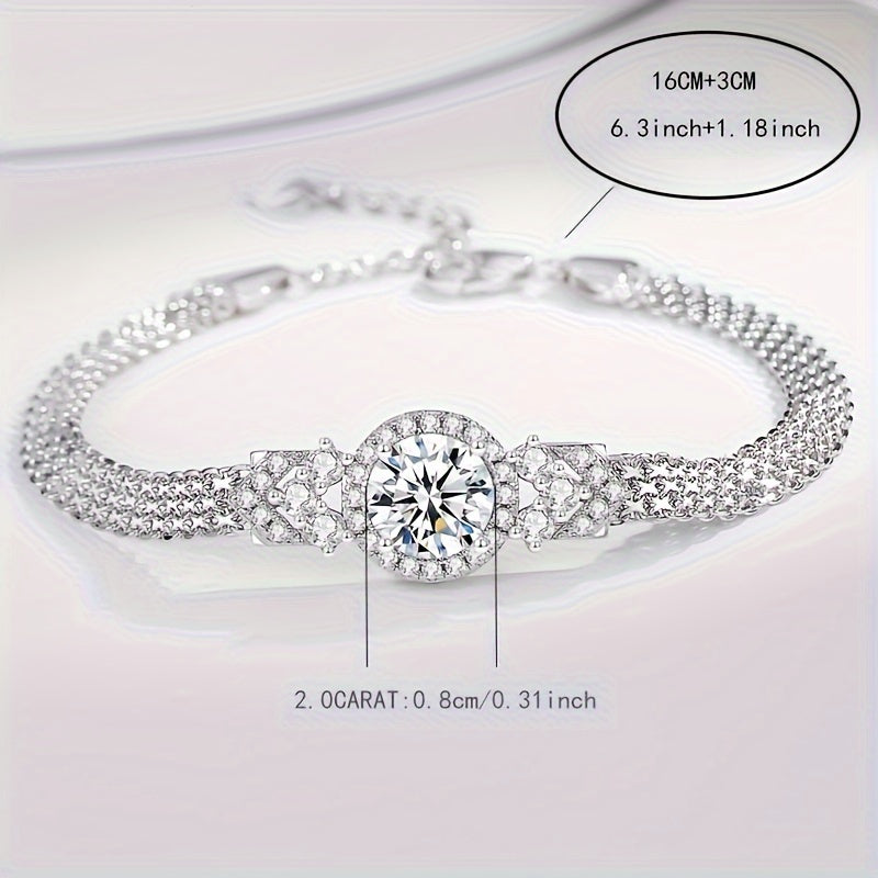 S925 925 Silvery Moissanite Bracelet - Elegant 2 Carat Minimalist Moissanite Tennis Bracelet - High-Quality Fashion Bracelet for Men and Women - Perfect for Engagement, Wedding, or Proposal - Birthday Gift for Friends, Loved
