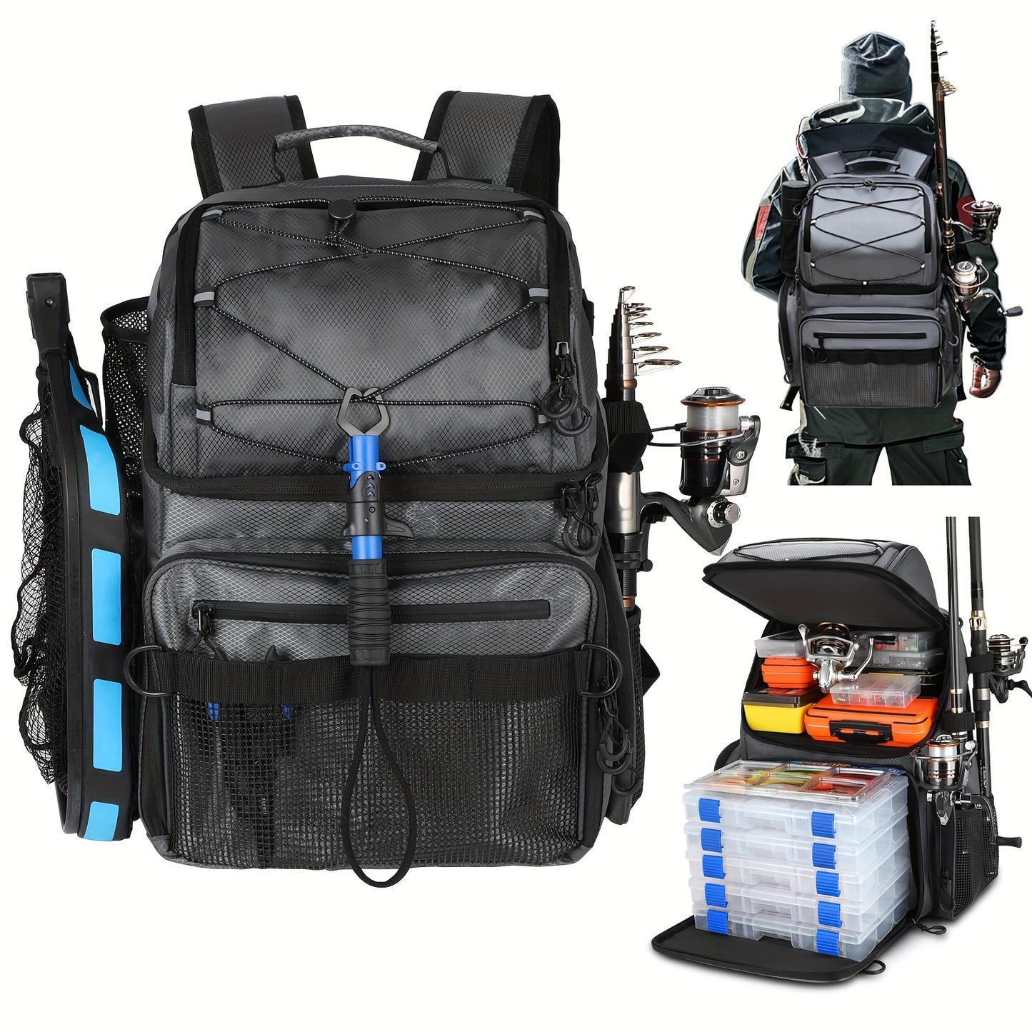 Factory Supplier Extra Large Capacity Fishing Backpack: 11.1gal With Built-in Rod Tube, For Carrying Fishing Gear & Equipment. Ideal For Fishing, Mountaineering, Hiking, And Camping.