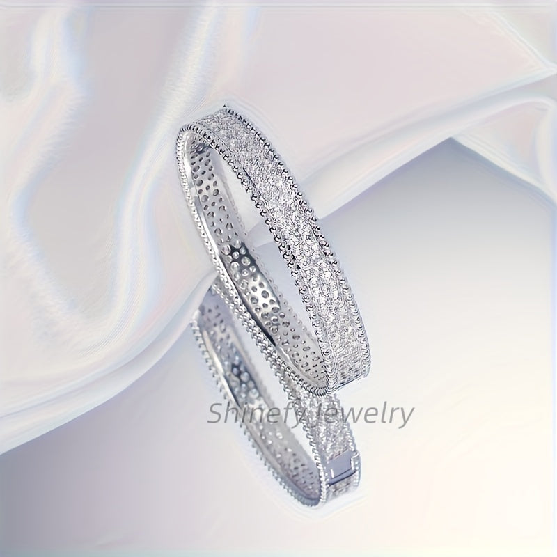 Moissanite Bracelet Jewelry for Women: 925 Sterling Silvery Hypoallergenic Bracelet with Dazzling Moissanite Stones, Elegant & Sexy Design for Wedding/Valentines/Christmas Gifts - Luxe Gift Box for Wife, Girlfriend, Mother