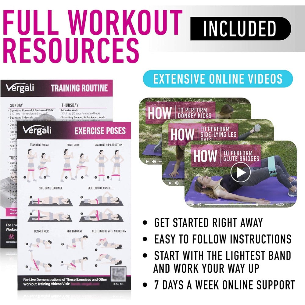 Exercise with Resistance Bands Using Our Comprehensive Guide. This Set Includes Four Fabric Elastic Booty Bands Suitable for Both Women And Men, Designed for Leg Workouts And Targeting The Hips, Thighs, And Glutes