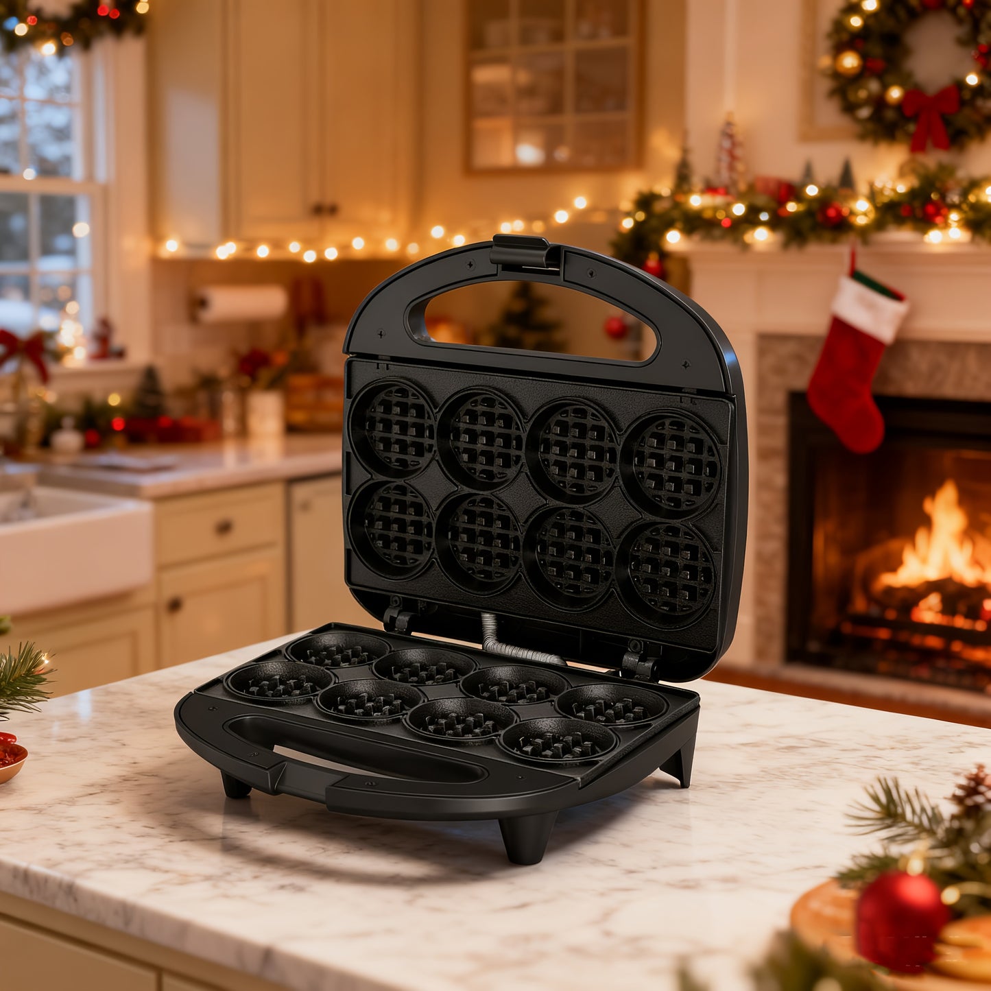 Mini Electric Pizzelle Cookie Maker, 4 * 4 Inches, Non-Stick, Perfect for Breakfast, Snacks, Desserts, And More