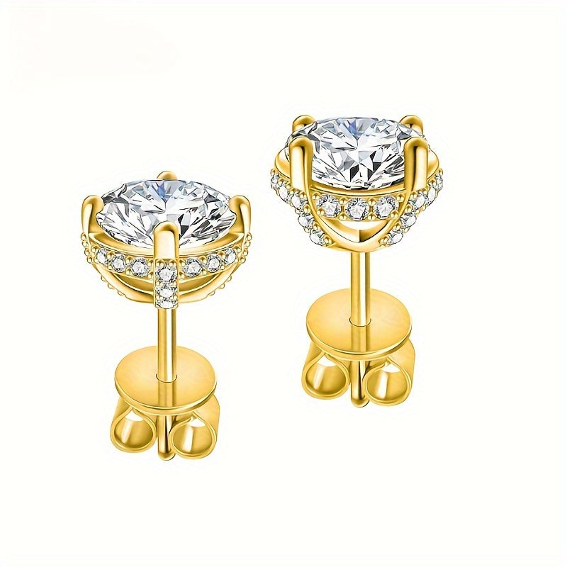 925 Silver 1Carat* 2pcs Moissanite Earrings Teenager'S Moissanite Jewelry, Silvery Earrings, High-Quality Fashion Studs For Teenager For Vacation Engagement, Wedding, Anniversary Gifts Perfect For Friends Christmas #Halloween