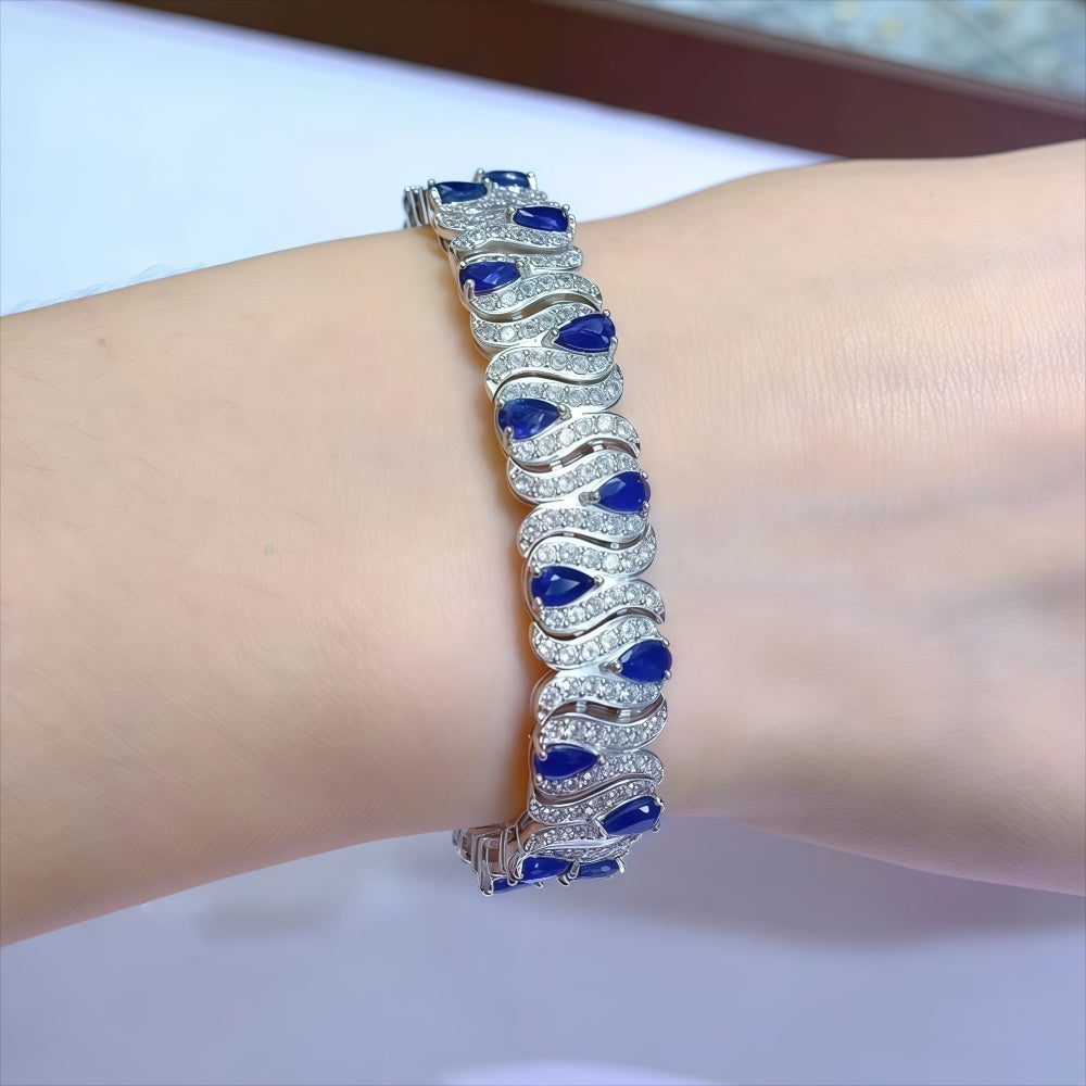 24.5g Moissanite Bracelet for Women Men, D Color VVS1, 925 Sterling Silver Unique Design Bracelet, Fashion Fine Jewelry for Proposal Engagement Wedding, Perfect Christmas Halloween Gifts for Women Men Wife Mom Friend, Wedding