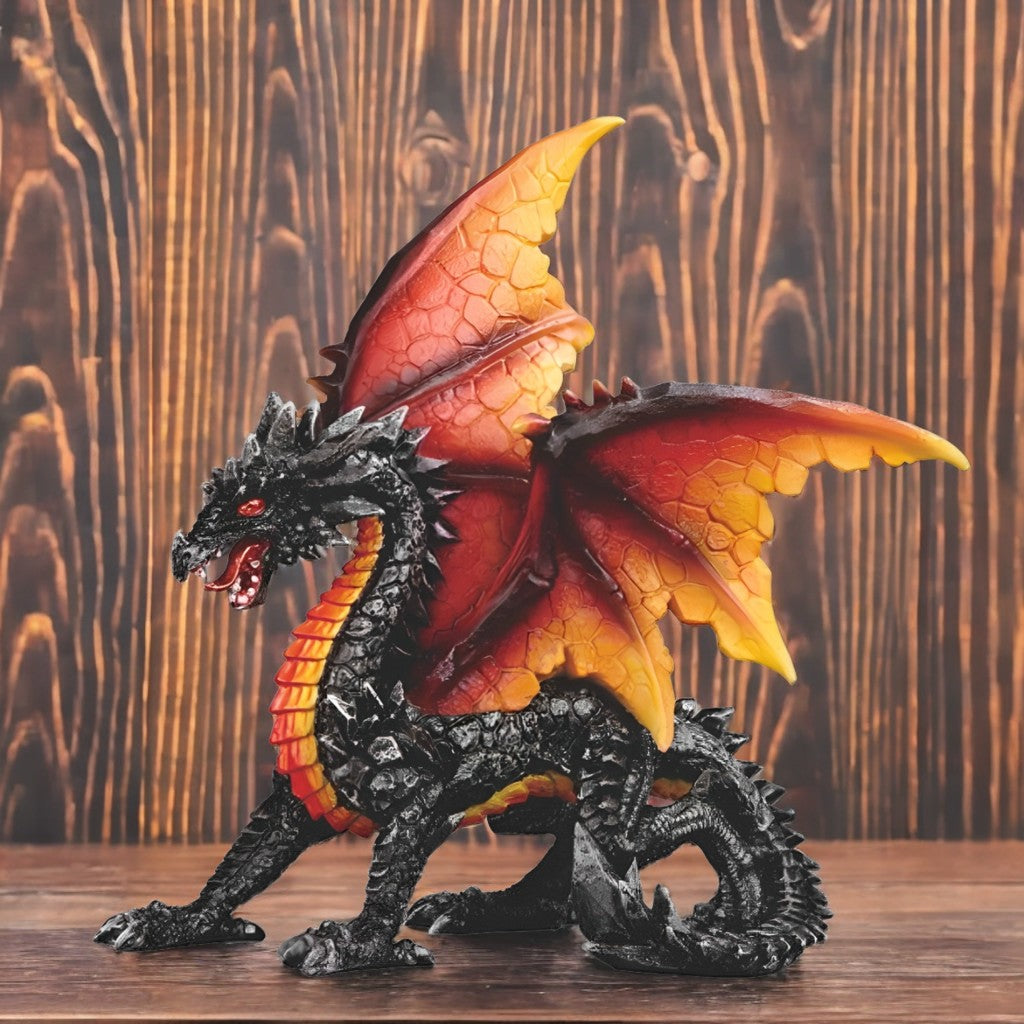 8.5"H Dragon with Fire Wing Figurine Perfect for Home or Room Decor, Unique Gift for Housewarmings