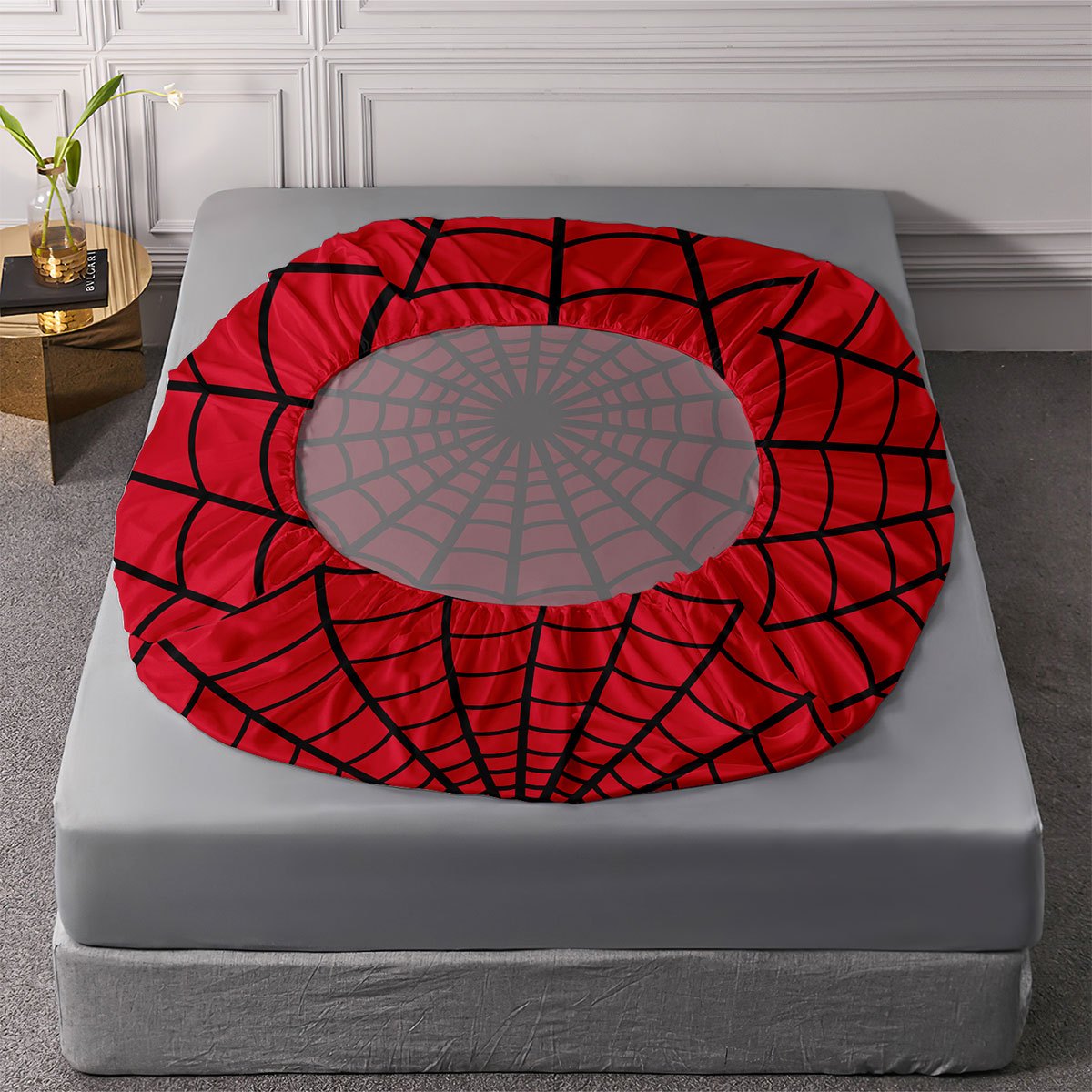 1pc Fitted Sheet + 2pcs Pillowcases Room Decor Mattress Protector Fitted Sheet Set Bedding Set Spider Web Red Pattern Mattress Cover Goth Boho Mattress ProtectorWithout CoreHalloween Christmas Decorations, Bed Accessories, Wi