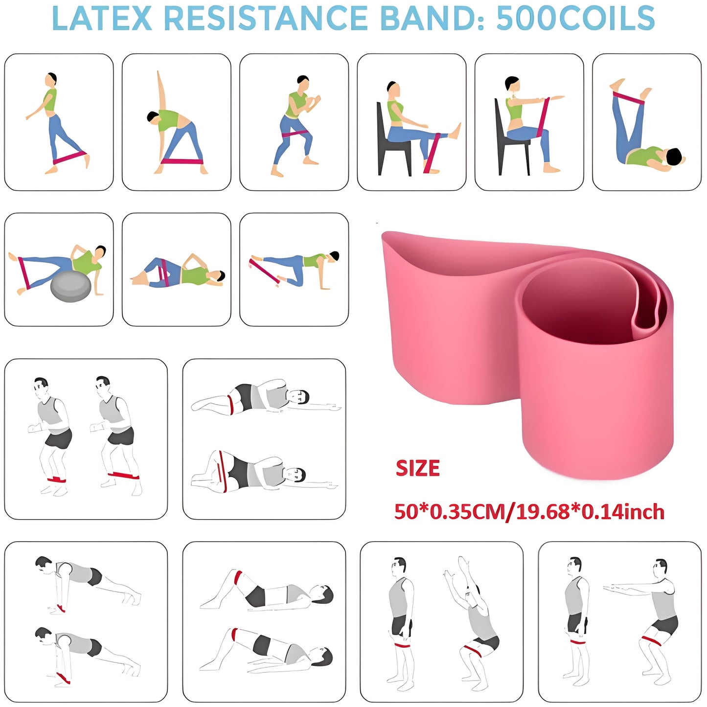 11pcs Yoga Fitness Set, Elastic Band, Latex Hip Band, Latex Resistance Band, Yoga Ball, Stretching Band, Pilates, Abdominal Band for Hip Exercise, Yoga Ball, Resistance Band, Yoga Ball for Stretching