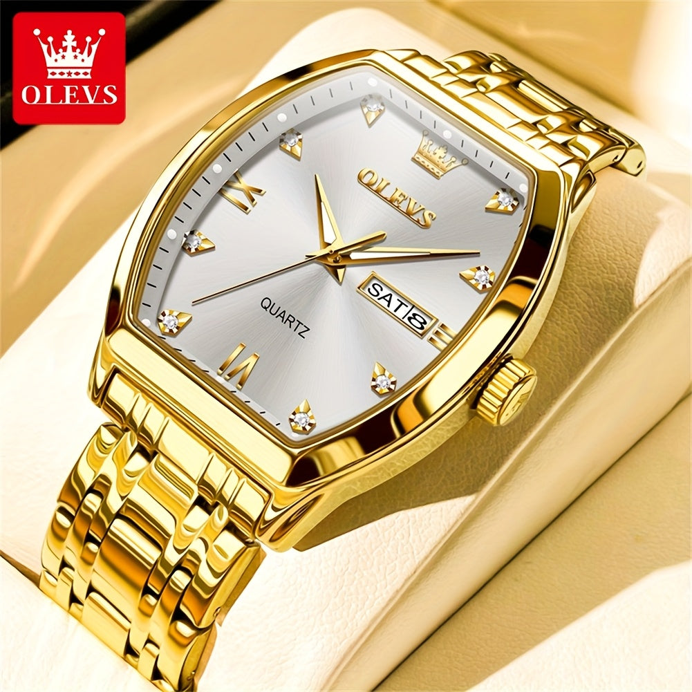 OLEVS Top Brand Original Men'S Wrist Watches Best Selling Fashion Trend Design High Quality Stainless Steel Dual Calendar Quartz Luxury Watch For Men