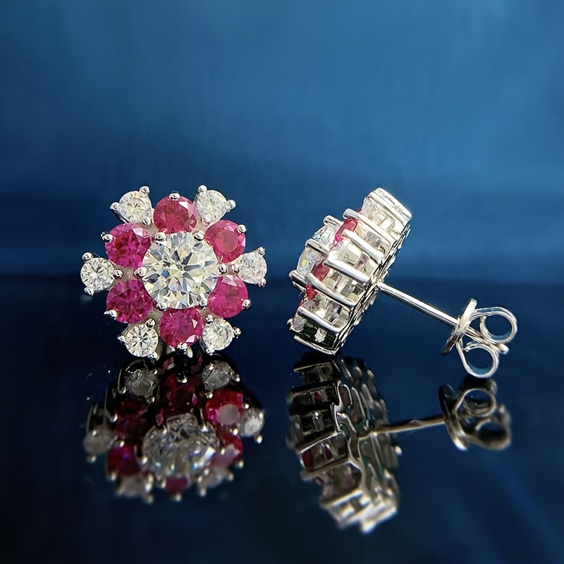 S925 Silver 2Carat Moissanite Stud Earrings High-Quality, Gorgeous And Elegant Women'S Fashion Jewelry Suitable For Daily, Vacations, Parties, Birthdays, Christmas, Thanksgiving, And New Year Gifts