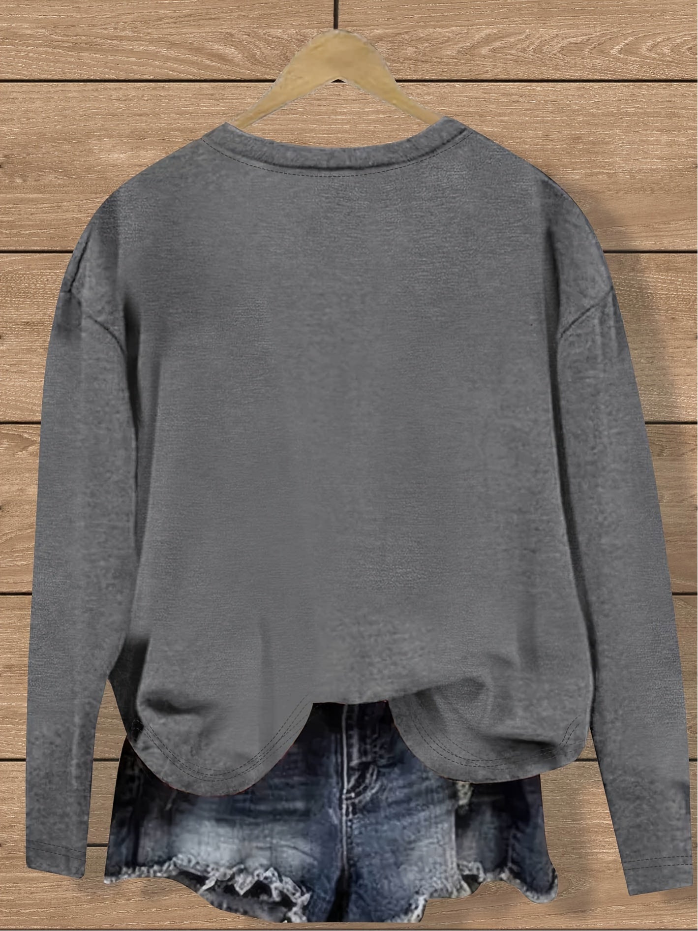 Plus Size - Large Size Women'S Casual Round Neck Printed Long Sleeved T-shirt | Loose Fit, Versatile for Spring, Autumn, Winter, Trendy Style, Soft Fabric, Easy to Care, Machine Washable