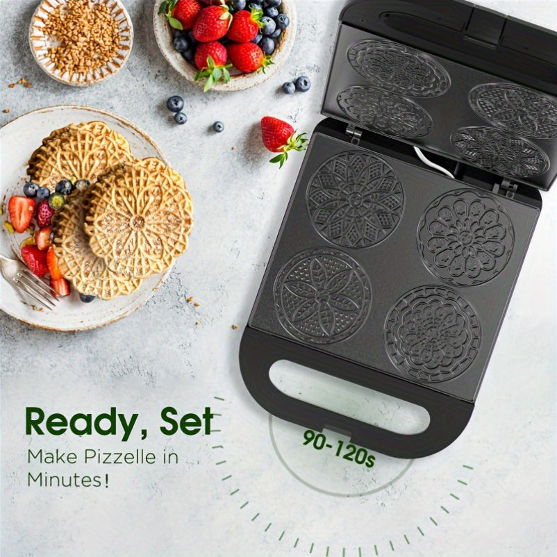 Mini Electric Pizzelle Cookie Maker, 4 * 4 Inches, Non-Stick, Perfect for Breakfast, Snacks, Desserts, And More