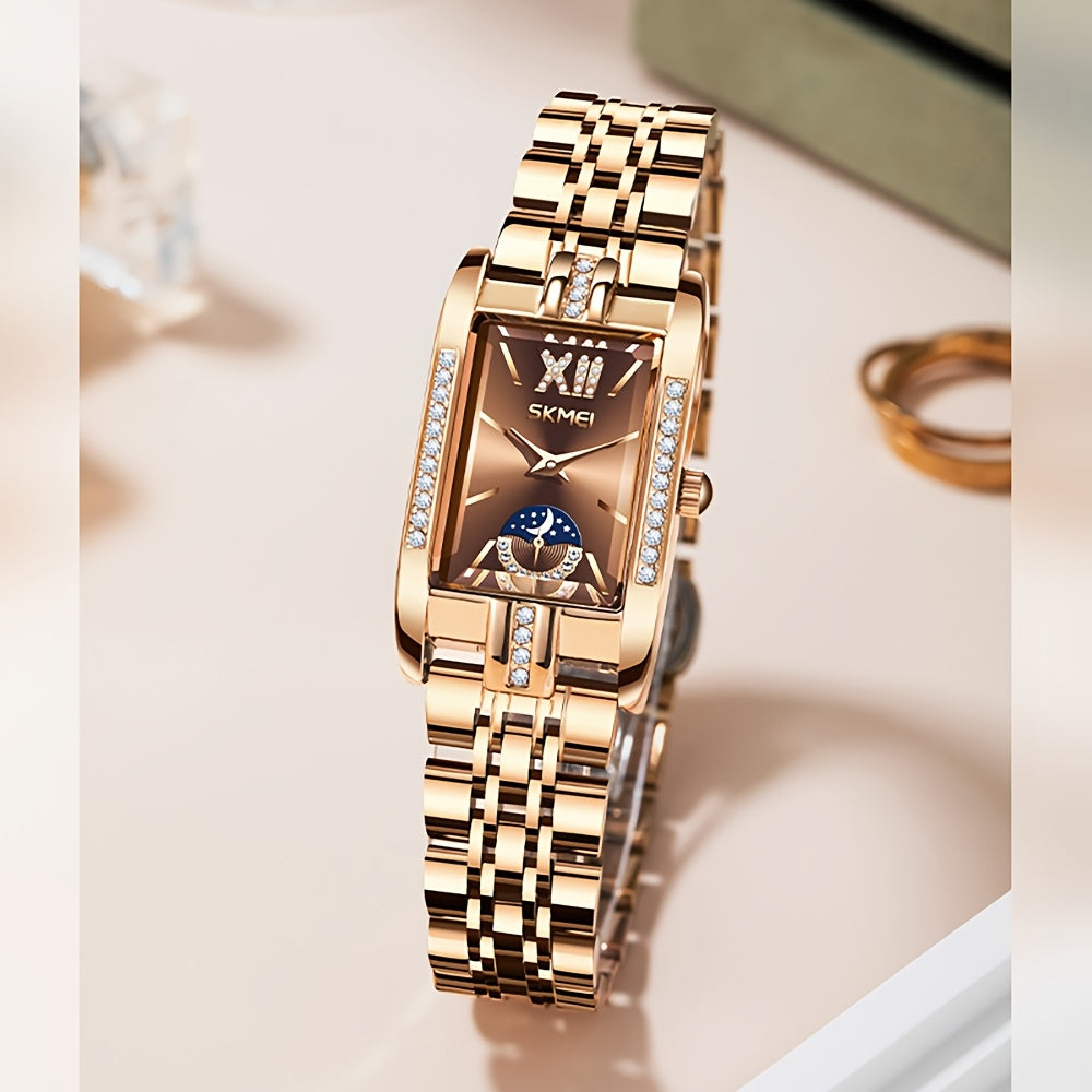 Women's Light Luxury Watches with Blue Star Dial and Heart Clasp Bracelet, Modular Fashion Accessories, Watches for Gifts
