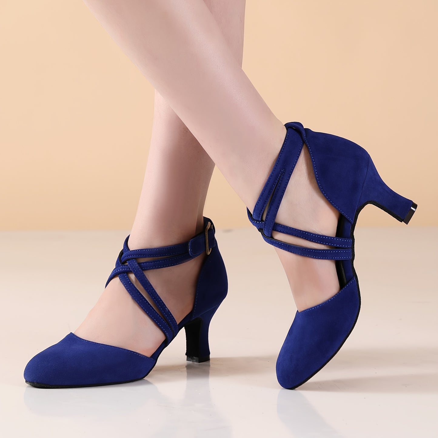 Womens Latin Salsa Dance Shoes - Soft Indoor Fabric, Secure Cross-Straps, Stylish Low Heel, Ultra-Comfortable Fit - Perfect For Cha Cha, Ballroom - Multiple Colors