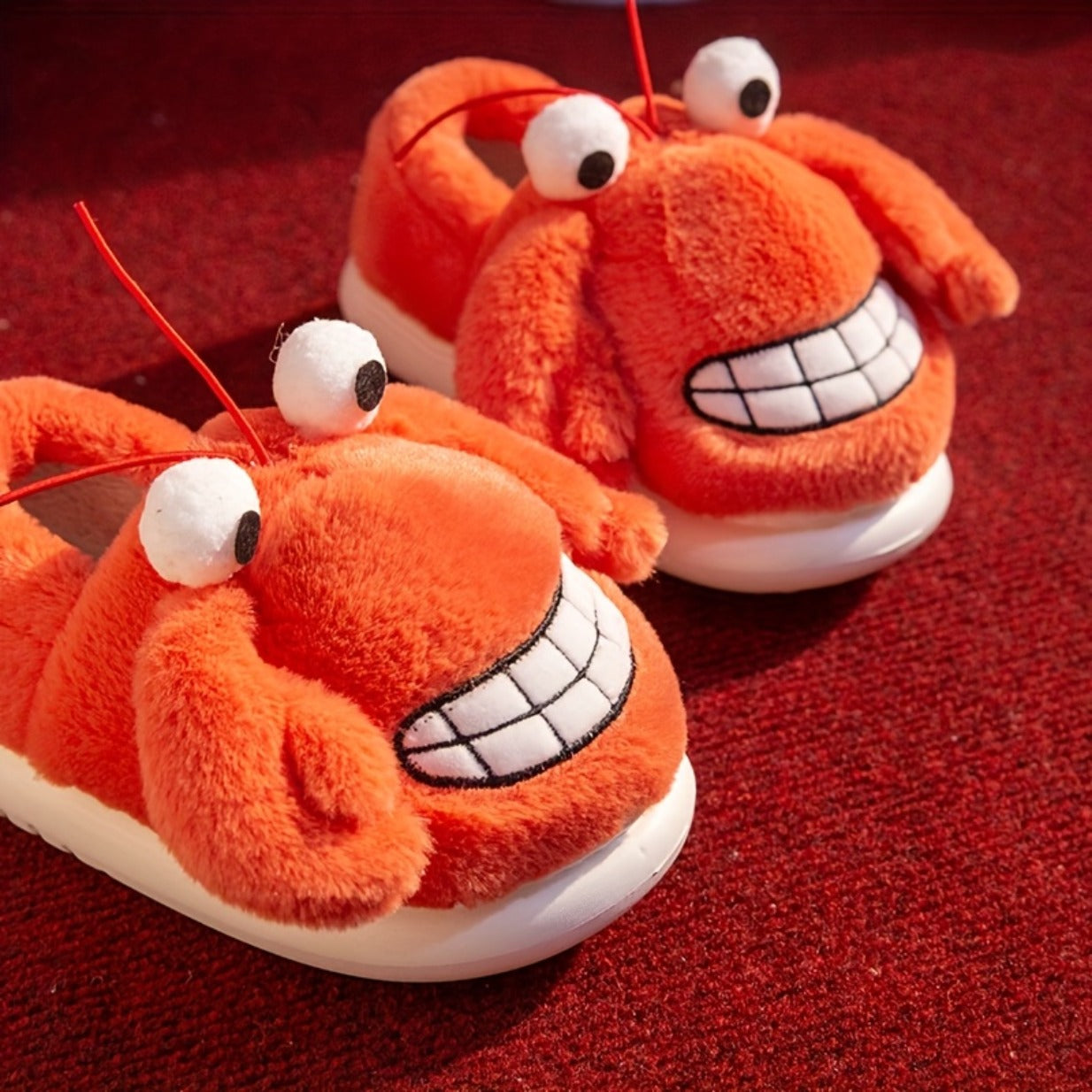 Cute Crab Slippers Face Design/ Expressive Eyes, Anti-Slip EVA Sole, Unisex Indoor/Outdoor Durable