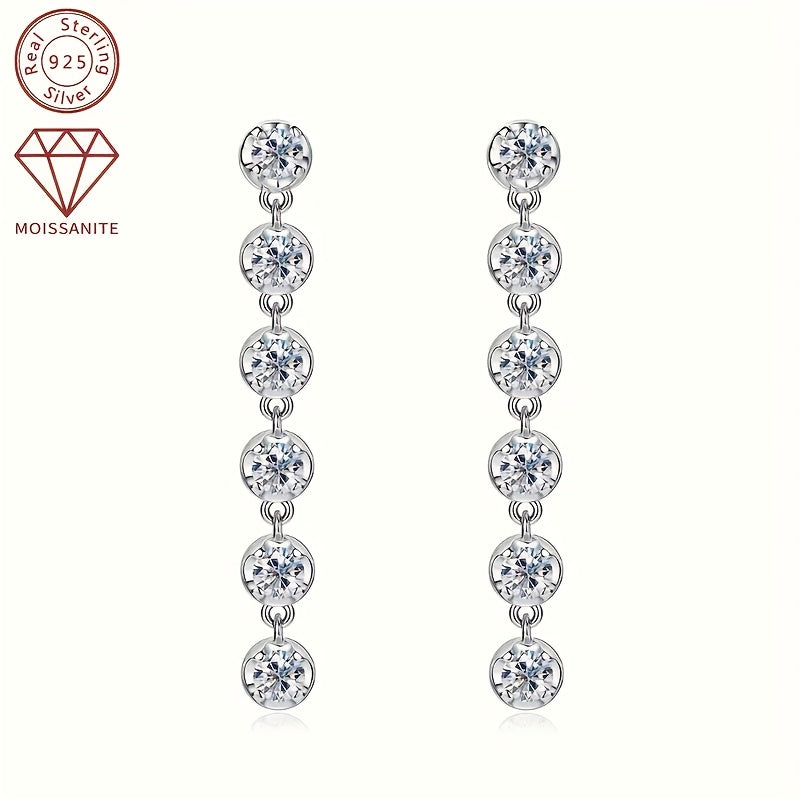 2pcs S925 Silver 1.2 Carat Moissanite Earrings | High-Quality Glamorous Women'S Dangle Earrings, Elegant and Sexy Style, 22K Golden Plated, Perfect for Daily Wear, Anniversaries, Birthdays, and Holiday Gifts for Family and Fr