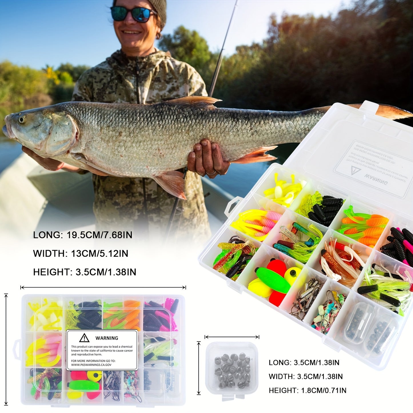228pcs Crappie Lures Kit With Soft Plastic Paddle Tail, Tube Jig Heads, Split Shots, Peg Floats Crappie Lures Jigs Accessories For Crappie Trout Bass Walleye