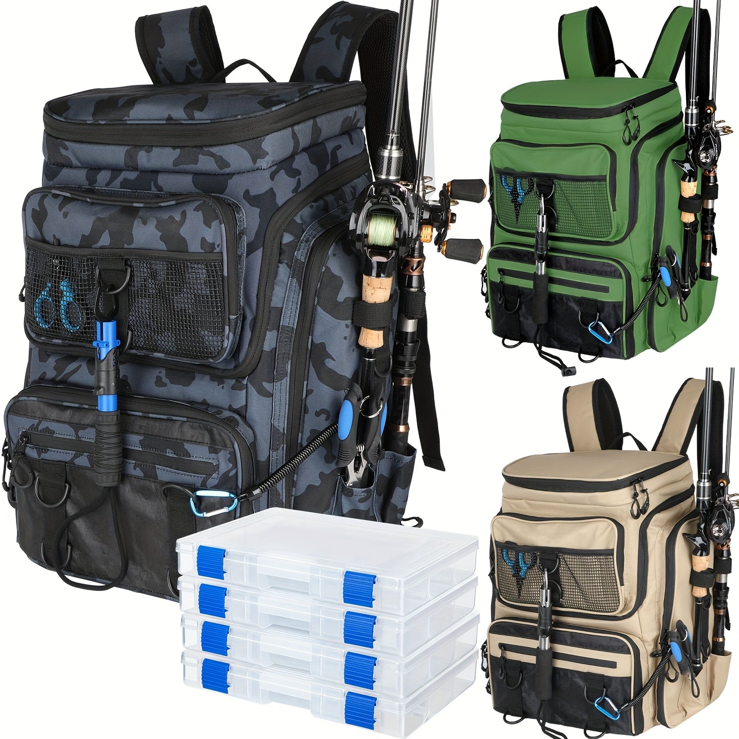 Factory Supplier Extra Large Capacity Fishing Backpack: 11.1gal With Built-in Rod Tube, For Carrying Fishing Gear & Equipment. Ideal For Fishing, Mountaineering, Hiking, And Camping.