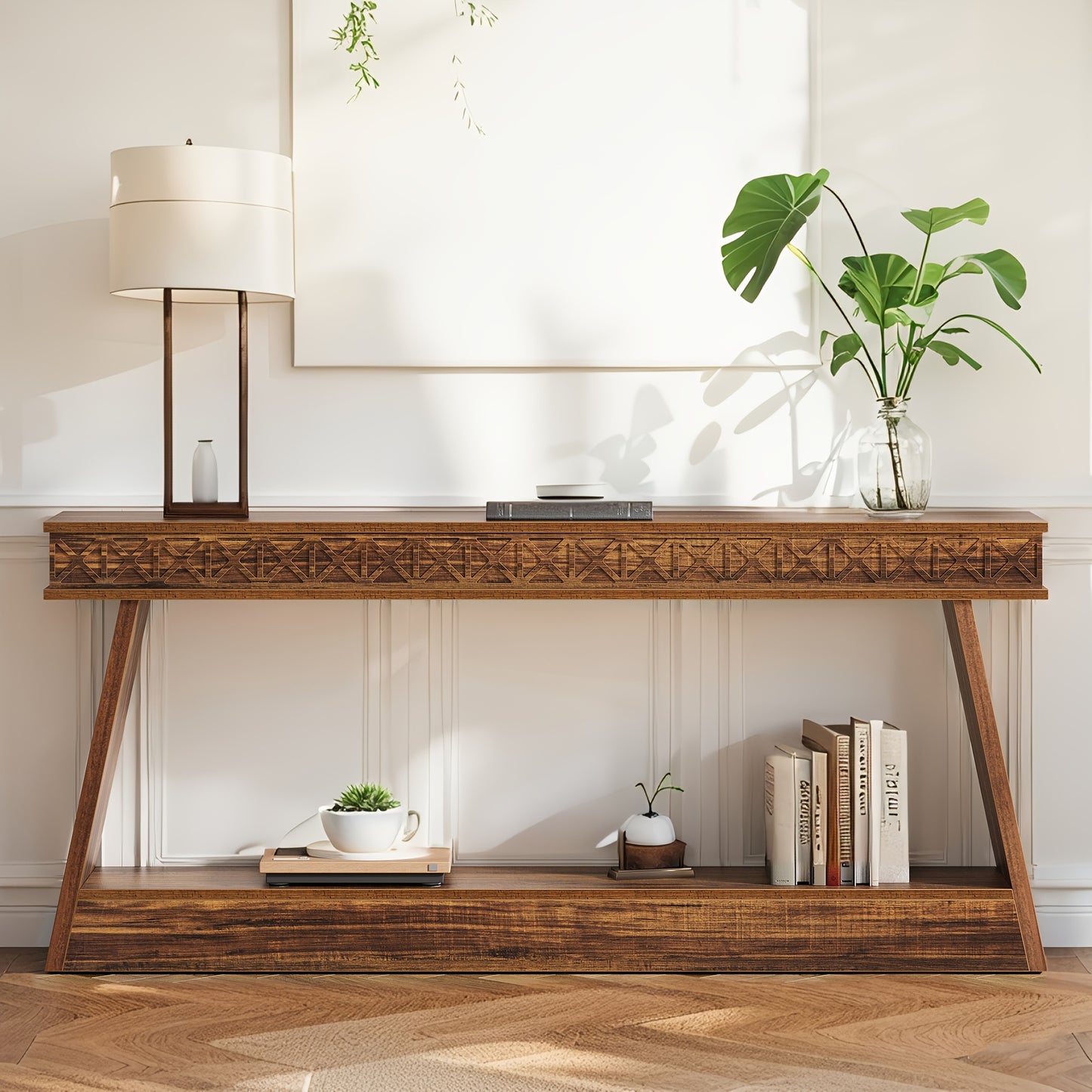 Entryway Console, Two-Level Table, Sofa Back Table, Durable And Reliable, Suitable for Living Room, Hallway, Foyer, Corridor, Office