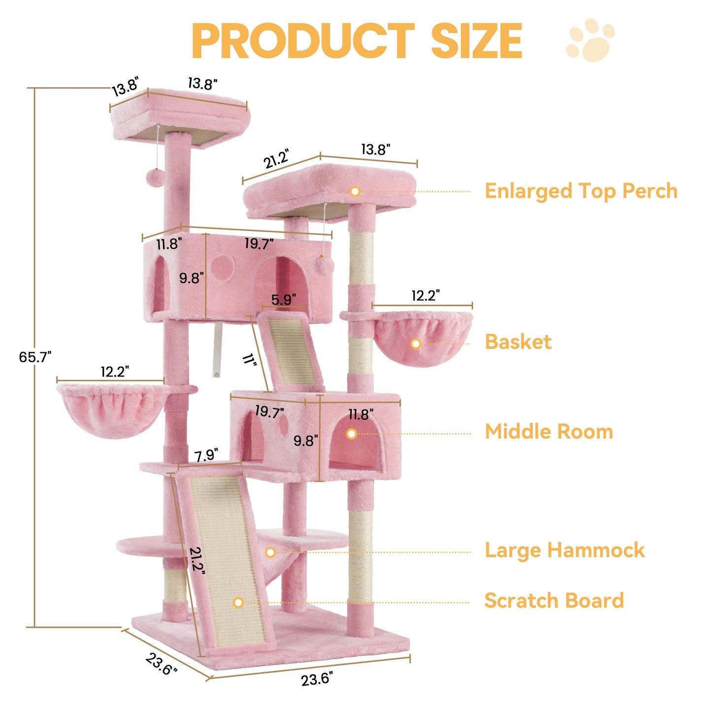 WEEWAY Multi-Level Cat Tree Tower for Indoor Cats - Modern Space-Saving design with Scratching Posts, Plush Perches, Hanging Platforms, Entryways - Sturdy Construction for Climbing, Scratching, Resting - Ideal Gift for Kittie