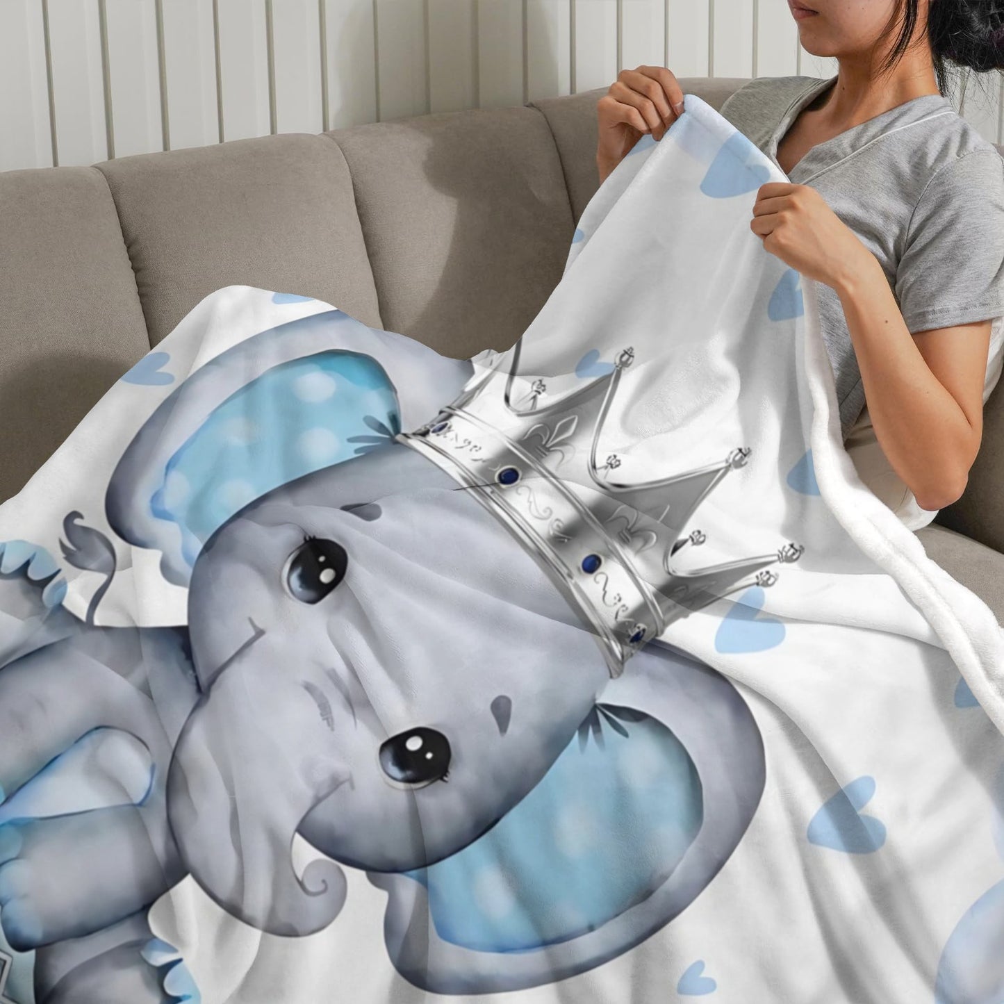 ized Elephant/Animal Name Blanket - Custom Bedspread with Name, Soft Lightweight All-Season Quilted Throw &, Bedding Gift, Bedtime Comforter (Add Your Name), Cot Bedding, Throw Blanket, Stitch Throw, Blankets With Name, Thick