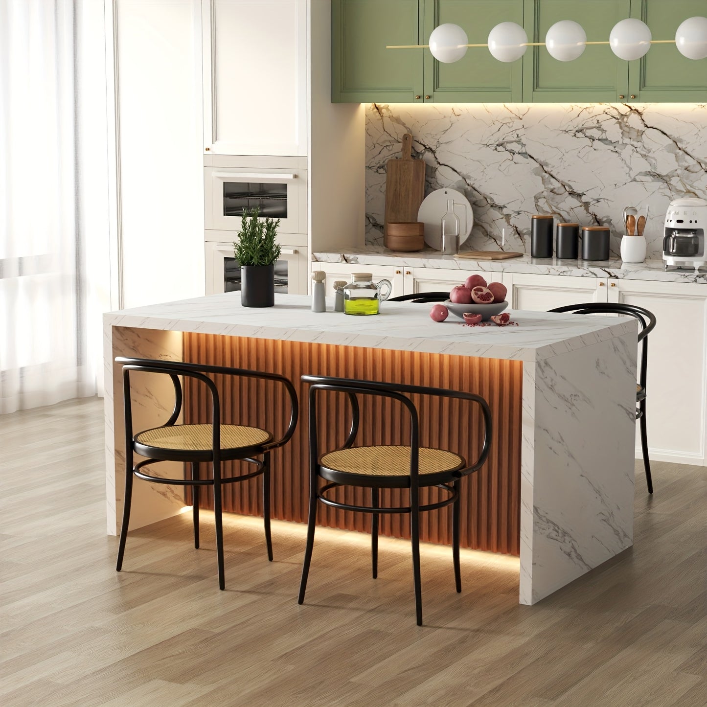 Spacious Faux Marble Dining Table Suitable for 4 to 6 Individuals, Measuring 63 Inches, Featuring a Contemporary Striped Marble Design with a Grill Pattern, Perfect for The Dining Or Living Area, And Easy to Assemble.