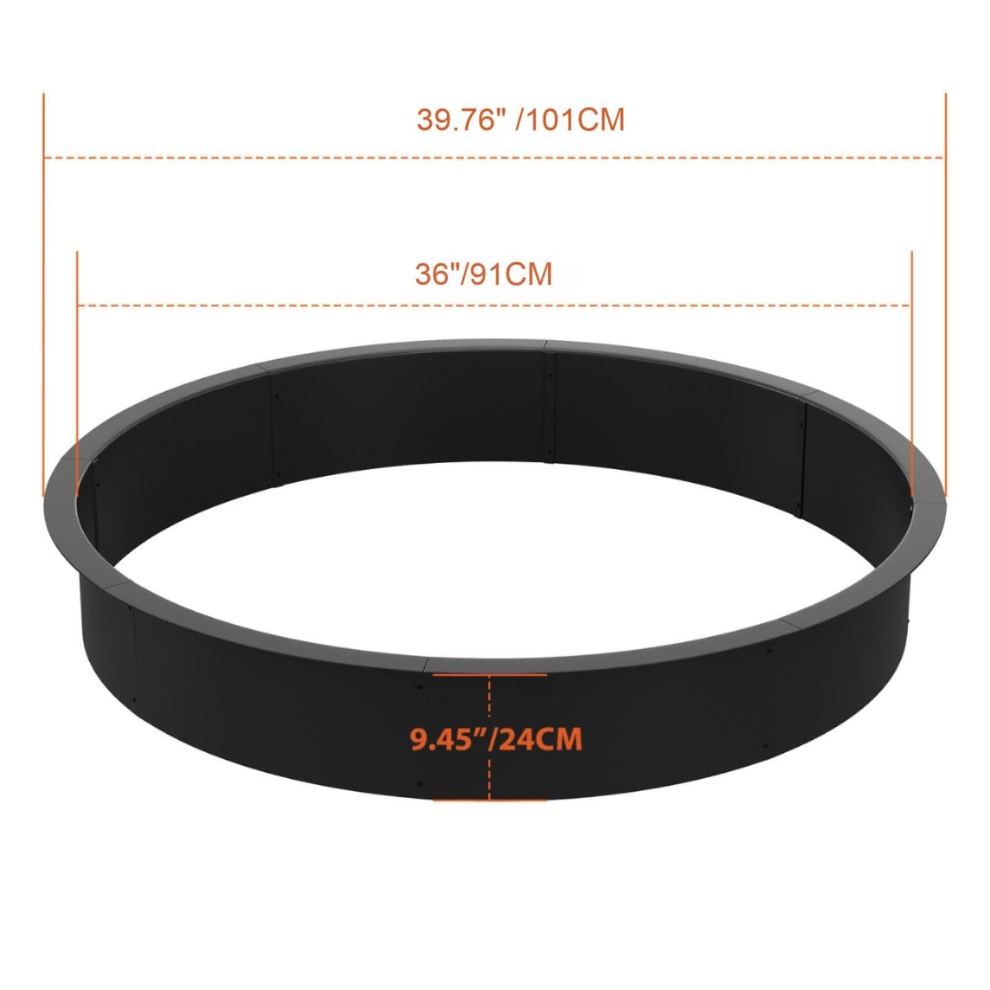 36 Inch Carbon Steel Outdoor Fire Pit with Smokeless Design and Ventilation Holes, Round Garden Campfire Ring Perfect for Burning Firewood and DIY Use