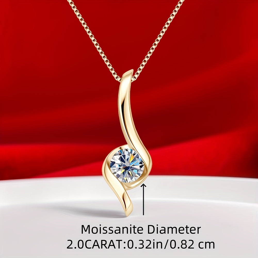 S925 Silver 0.25/1/2 Carat Moissanite Necklace, High-Quality Elegant and Exquisite Women's Fashion Pendant Necklace, 925 Silver Necklace, Women's Jewelry Necklace for Daily Wear/Party/Birthday/Anniversary, Perfect Gift for Lo
