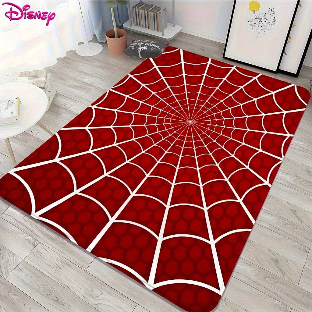 Red Spider Web Anime Embroidered Area Mat - Washable Non-Slip Mat for Bedroom, Living Room, or Game Room Decor - Perfect Valentine'S Day Gift for Anime Enthusiasts, Bedroom Decor | Spider Web Design | Durable Polyester, Spide