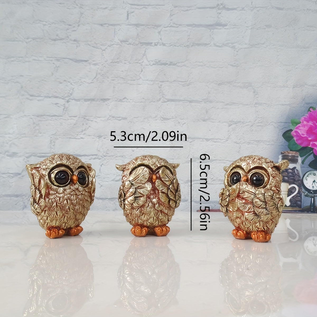 3pcs Set Whimsical Resin Wise Owls Figurines - See Hear Speak No Evil Statues with Quirky Big Eyes, Expressive Faces & Intricate Feather Patterns, Bookshelf & Desk Decor for Home, Home Decor And Accessorie, Odditie And Curios