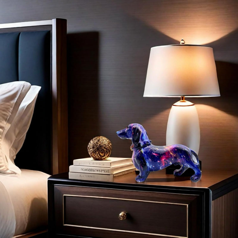 A Decorative Sculpture of a Dachshund Dog, Designed As Graffiti Art, Perfect for Enhancing The Aesthetic of Your Living Room, Bedroom, Bookshelf, TV Cabinet, Or Desk. It Serves As a Charming Centerpiece Or Ornament