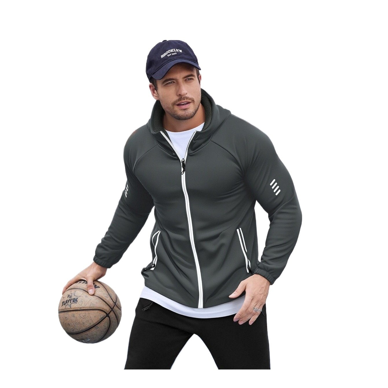 Men'S WindBreak Lightweight Athletic Gym Hooded Jacket - Full-Zip Workout Running Windbreaker with Pockets, Breathable, Full-Zip Closure & Hooded Design for Gym, Training, Outdoor Sports - Moisture-Wicking, Windproof, Casual