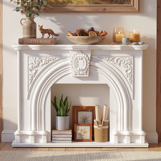 55.2'' Wide Modern TV Stand with Bookshelf Storage & Carved Surface Design - Media Console Table Suitable for Living Room, Wide-Screen TVs, Assembly Required, Freestanding Entertainment Center with Panels (White)