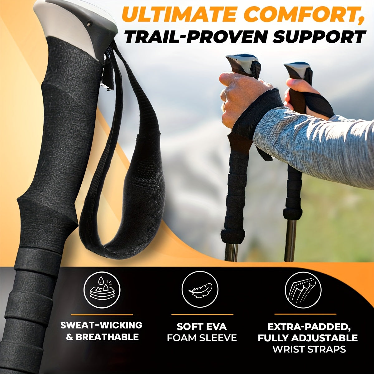 2pcs Durable Telescopic Multifunctional Aluminum Trekking Poles, Ultra Light Alloy Men'S and Women'S Trekking Pole, Aluminum Alloy Hiking Stick Stick