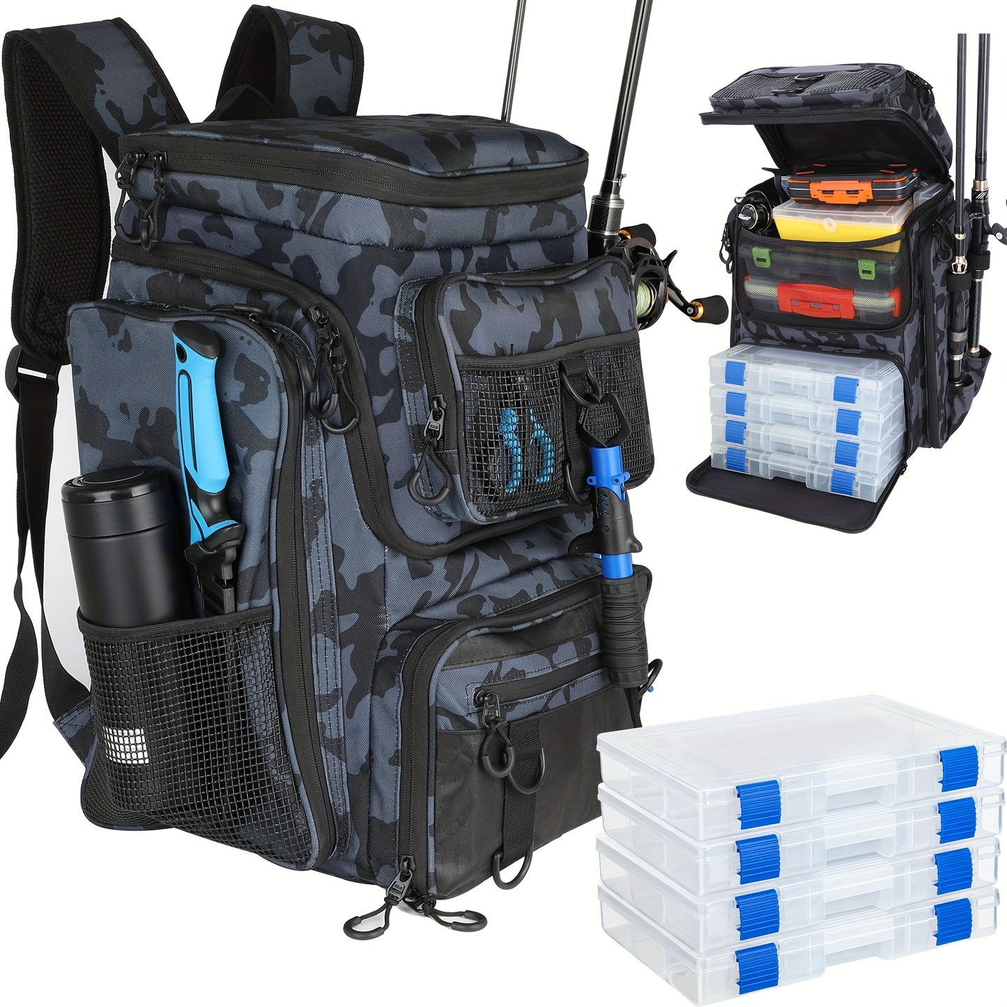 Factory Supplier Extra Large Capacity Fishing Backpack: 11.1gal With Built-in Rod Tube, For Carrying Fishing Gear & Equipment. Ideal For Fishing, Mountaineering, Hiking, And Camping.