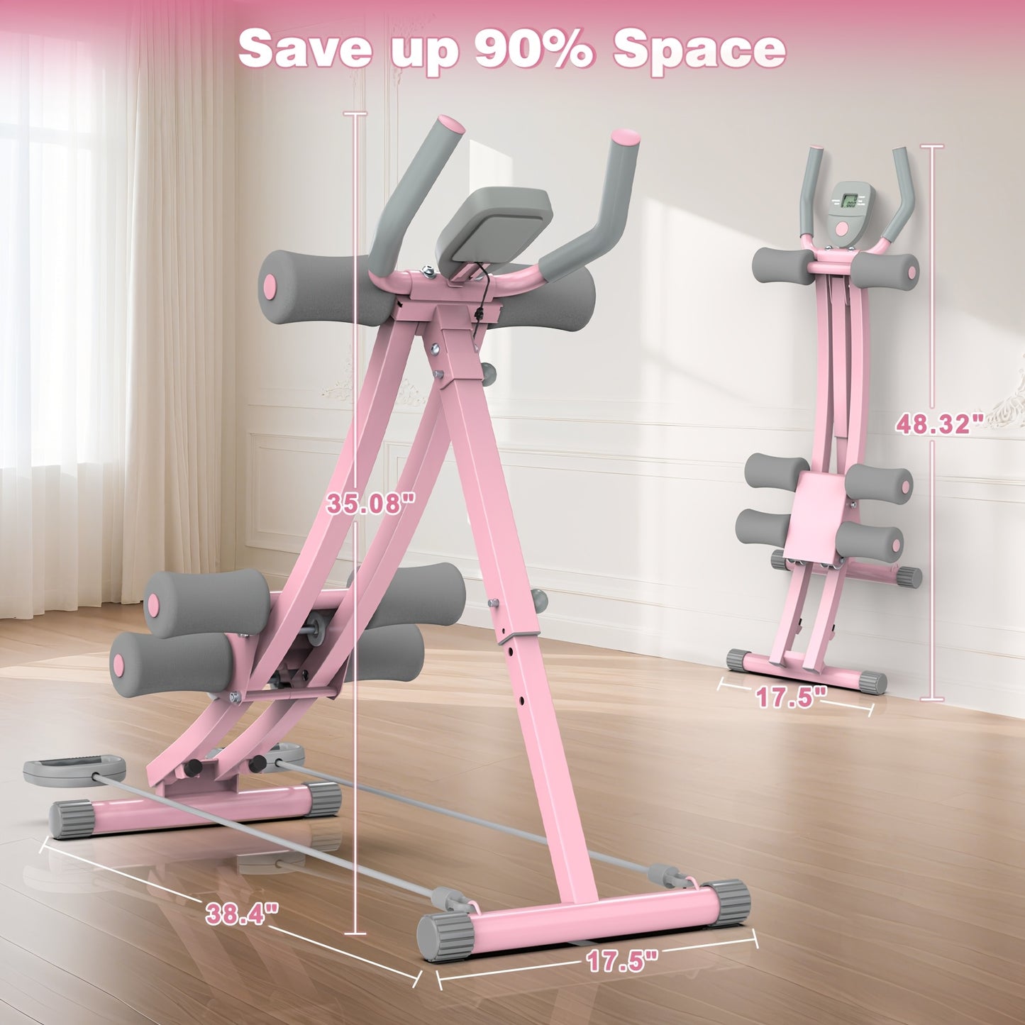 Ab Workout Equipment, Ab Machine for Home Gym, Foldable Core & Abdominal Exercise Machine, Adjustable Ab Machine Full Body Workout Women Exercise Fitness Equipment, Gifts for Women/Girls