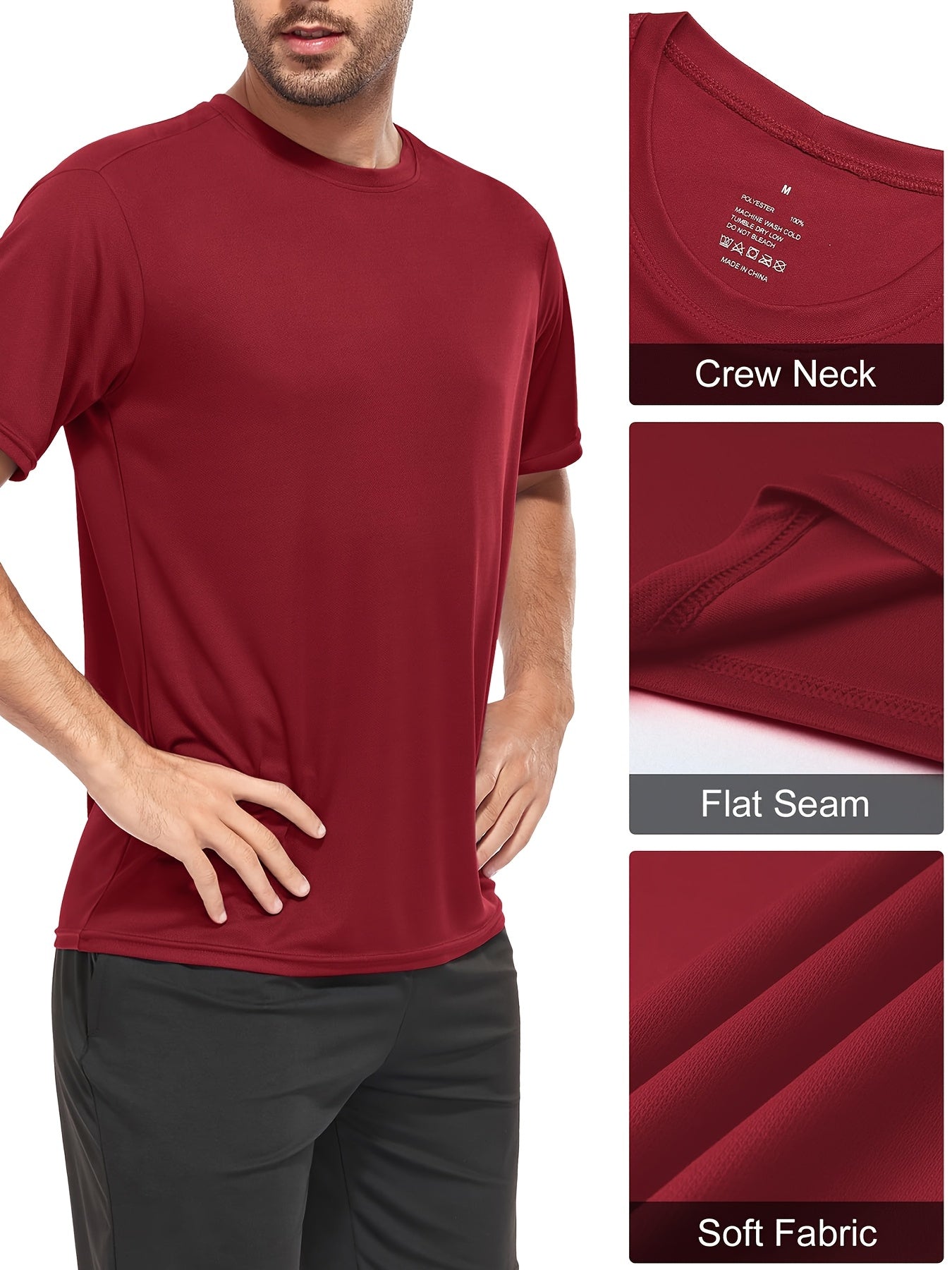6 Pack Men'S Quick Dry Workout Gym T Shirts, Short Sleeve Active Running Athletic Tee Tops
