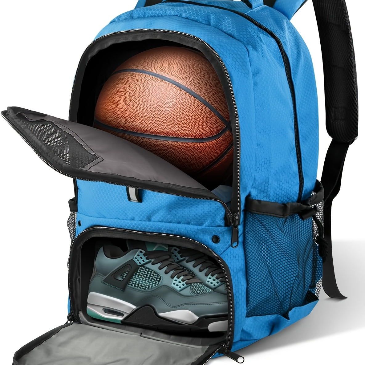 Large Basketball Backpack with Shoe & Ball Compartment - Heavy-Duty Sports Bag with Padded Back Panel, Shoe Storage Organizer & Ball Pocket for Basketball, Soccer, Volleyball Gear - Durable Athletic Backpack for Team Travel,