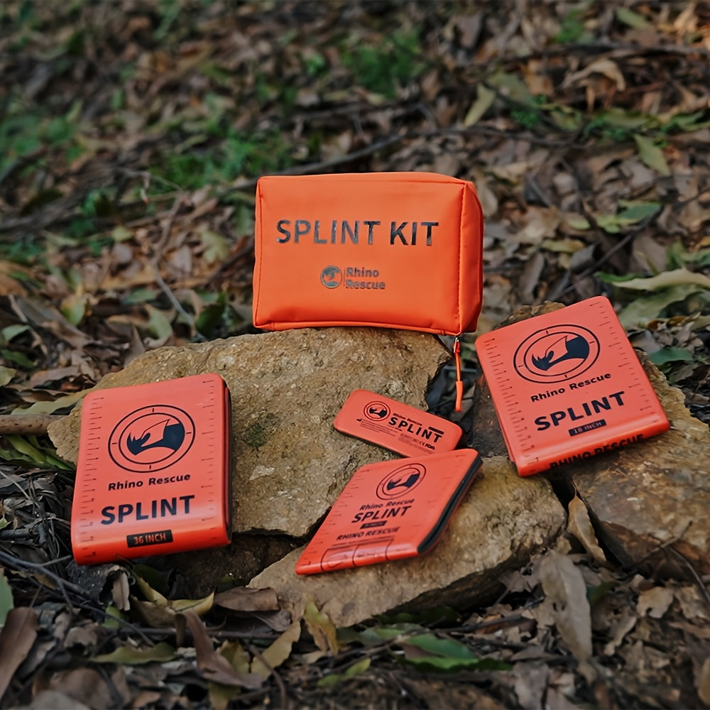 RHINO RESCUE Emergency Splint, Orange-Gray, 4pcs, Size: 36" X 4.3", 18" X 4.3", 9" X4.3", 4" X 1.7". The Splint Can Be Compactly Rolled Up for Easy Storage In Emergency Kit,