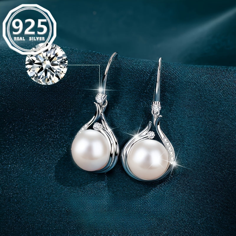S925 Sterling Silvery Earrings for Women Natural Freshwater Freshwater Pearls Earrings Ear Hooks High-end Temperament Necklace for Women Men's Girlfriend Proposal EngaSynthetic Gemstoneent Wedding Anniversary Halloween Christ