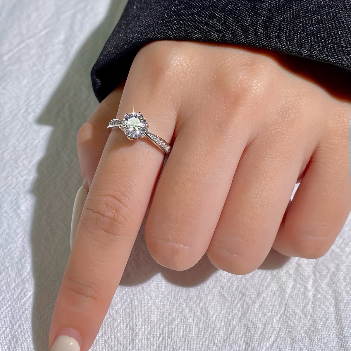 Weight: 5 yards 2. 1g, 6 yards 2. 25g, 7 yards 2. 27g, 8 yards 2. 3g, 9 yards 2. 4g, 10 yards 2. 5g, 11 yards 2. 52g; Moissanite: 1ct*1pc 1CT Moissanite Engagement Ring Women'S Wedding Ring 925 Sterling Silvery Low Allergy Sp