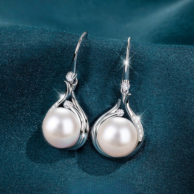 S925 Sterling Silvery Earrings for Women Natural Freshwater Freshwater Pearls Earrings Ear Hooks High-end Temperament Necklace for Women Men's Girlfriend Proposal EngaSynthetic Gemstoneent Wedding Anniversary Halloween Christ