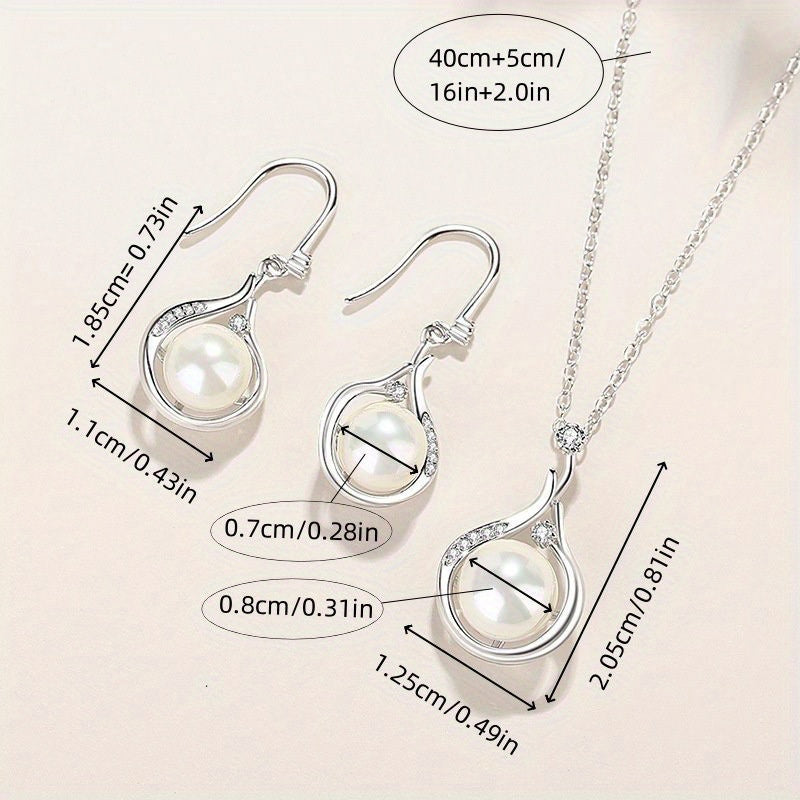 S925 Sterling Silvery Earrings for Women Natural Freshwater Freshwater Pearls Earrings Ear Hooks High-end Temperament Necklace for Women Men's Girlfriend Proposal EngaSynthetic Gemstoneent Wedding Anniversary Halloween Christ