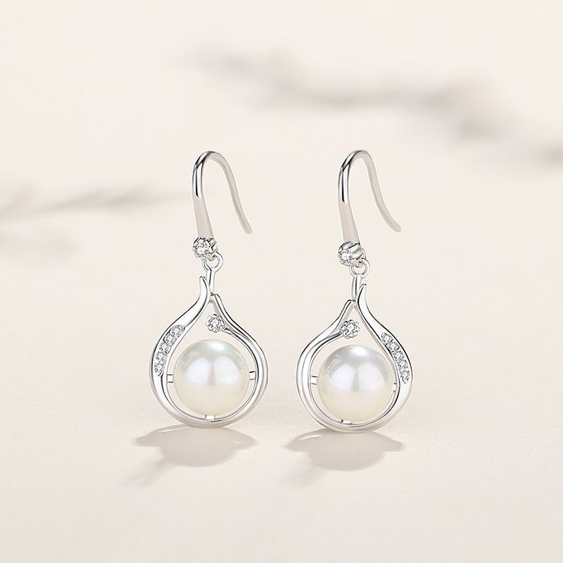 S925 Sterling Silvery Earrings for Women Natural Freshwater Freshwater Pearls Earrings Ear Hooks High-end Temperament Necklace for Women Men's Girlfriend Proposal EngaSynthetic Gemstoneent Wedding Anniversary Halloween Christ